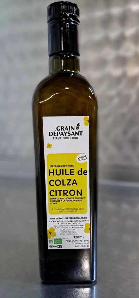 Organic Cold-Pressed Rapeseed Oil with Lemon (750 ml)