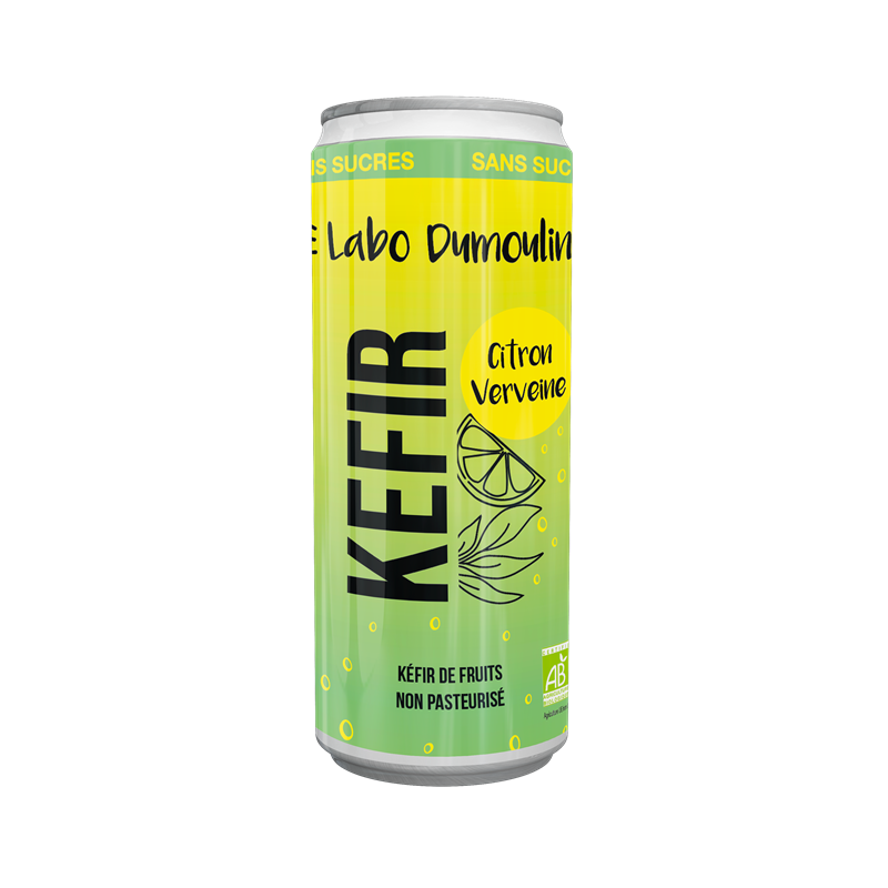 Organic Lemon Verbena Kefir – Can, 25cl, Sugar-Free, Unpasteurized Organic